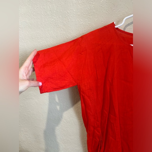 Eileen Fisher Organic Handkerchief Linen Boxy Dress in Petite Small - Picture 7 of 11